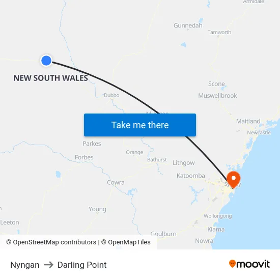 Nyngan to Darling Point map