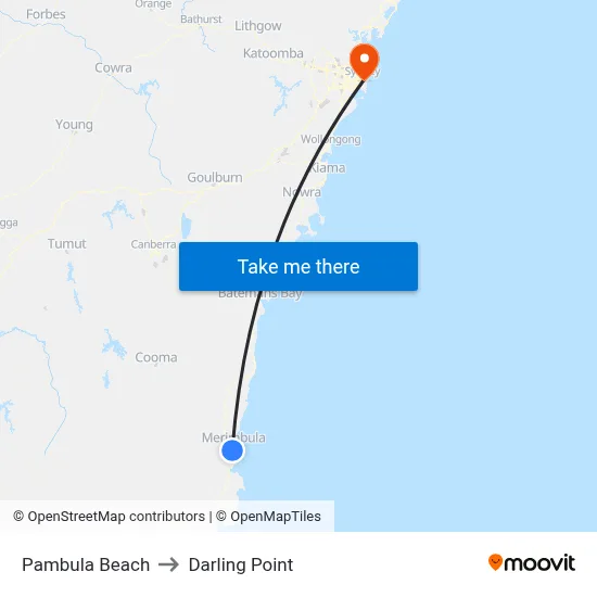 Pambula Beach to Darling Point map