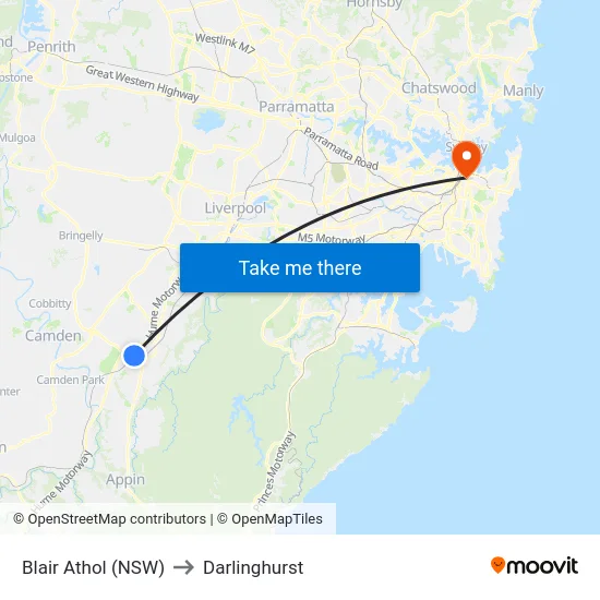 Blair Athol (NSW) to Darlinghurst map