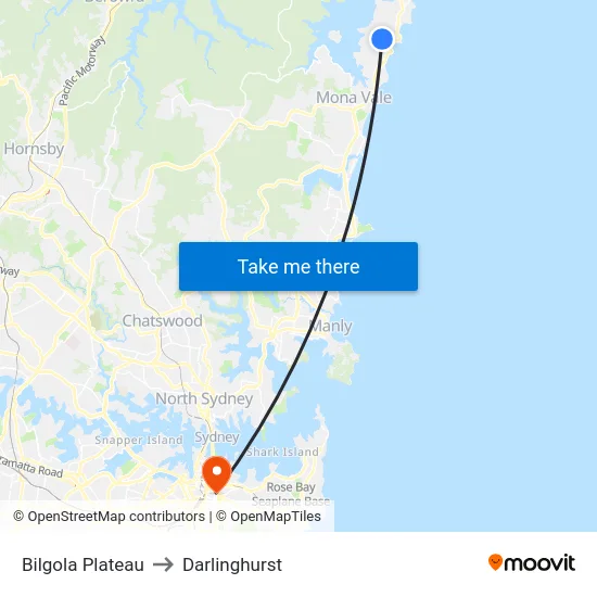 Bilgola Plateau to Darlinghurst map