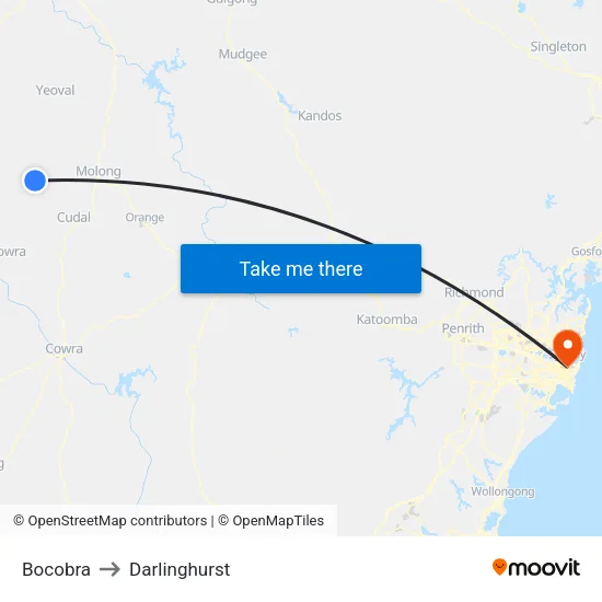 Bocobra to Darlinghurst map
