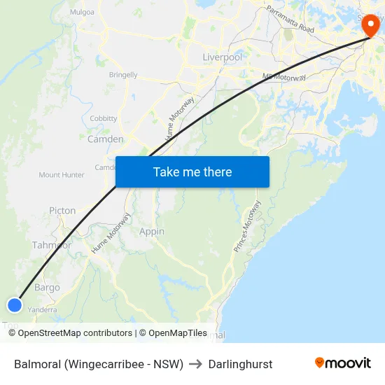 Balmoral (Wingecarribee - NSW) to Darlinghurst map