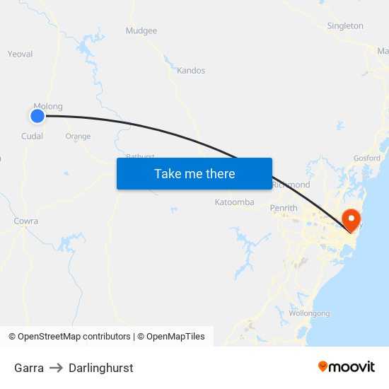 Garra to Darlinghurst map