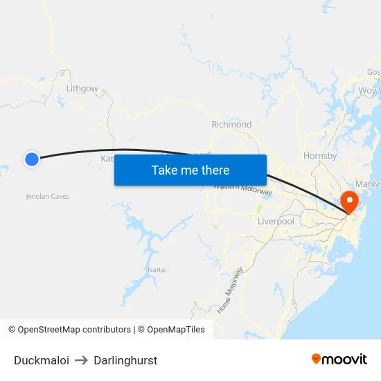 Duckmaloi to Darlinghurst map