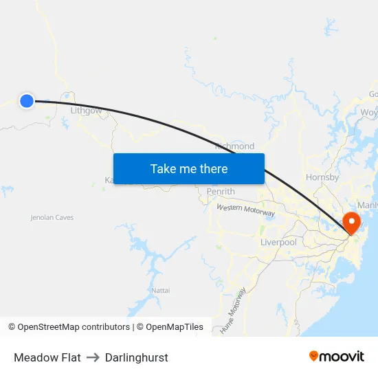 Meadow Flat to Darlinghurst map