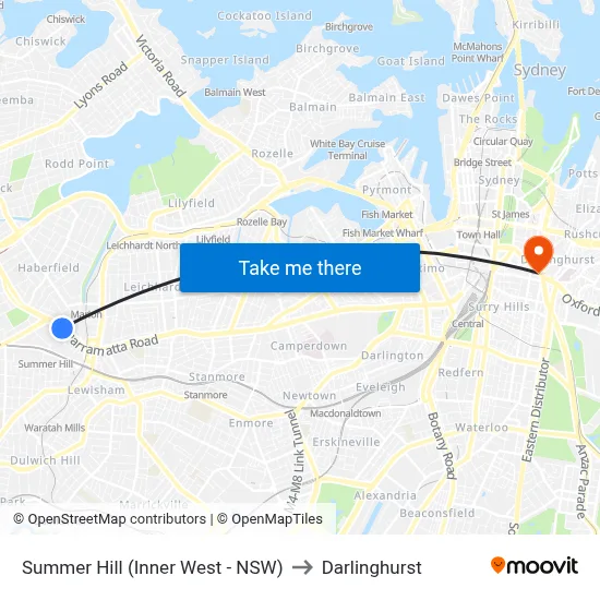 Summer Hill (Inner West - NSW) to Darlinghurst map