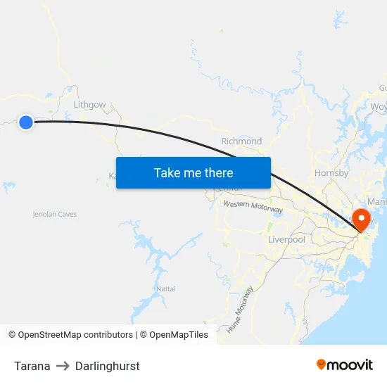 Tarana to Darlinghurst map
