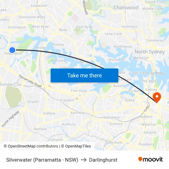 Silverwater (Parramatta - NSW) to Darlinghurst map