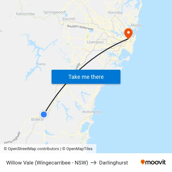 Willow Vale (Wingecarribee - NSW) to Darlinghurst map