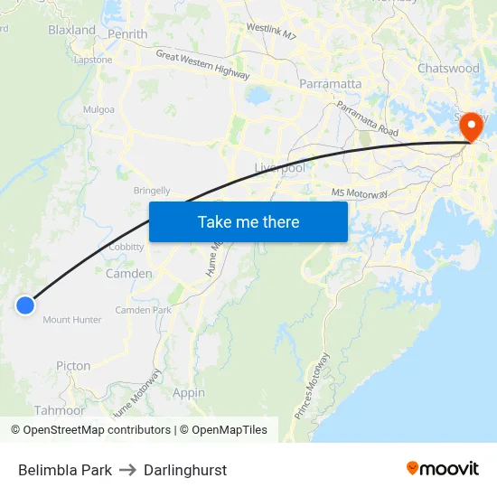 Belimbla Park to Darlinghurst map