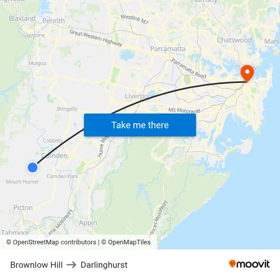 Brownlow Hill to Darlinghurst map