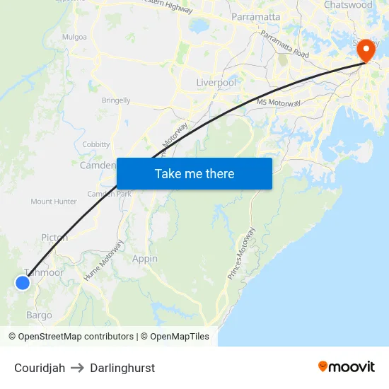 Couridjah to Darlinghurst map