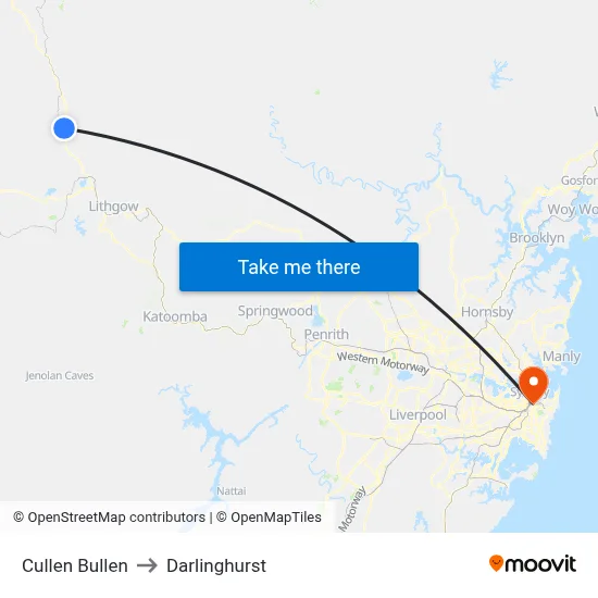 Cullen Bullen to Darlinghurst map