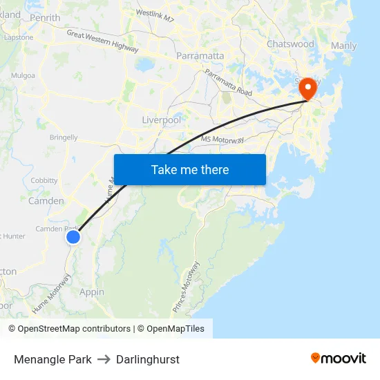 Menangle Park to Darlinghurst map