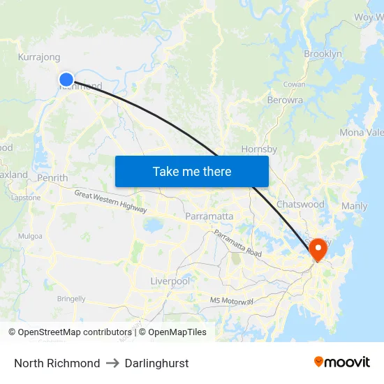 North Richmond to Darlinghurst map