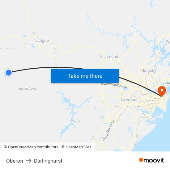 Oberon to Darlinghurst map