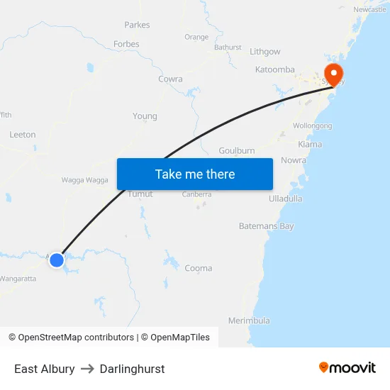 East Albury to Darlinghurst map