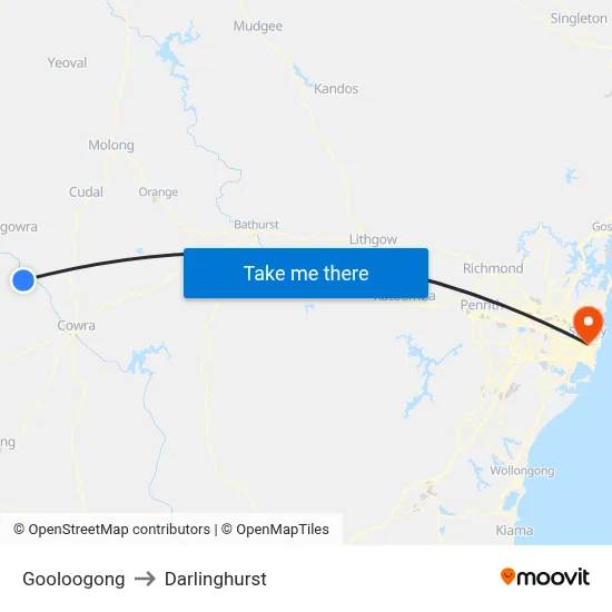Gooloogong to Darlinghurst map