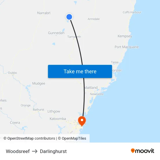 Woodsreef to Darlinghurst map