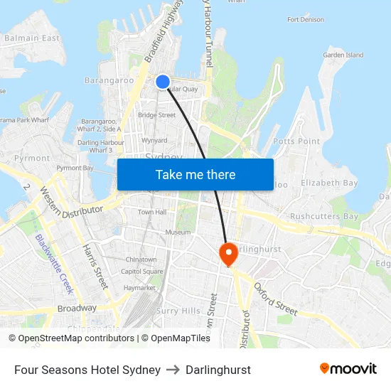 Four Seasons Hotel Sydney to Darlinghurst map