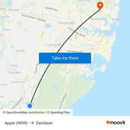 Appin (NSW) to Davidson map