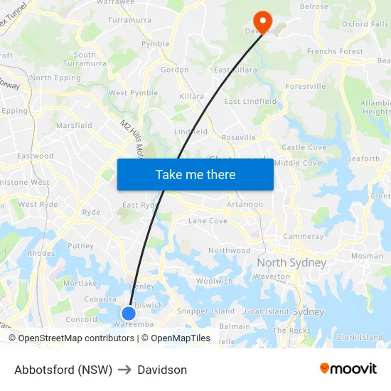 Abbotsford (NSW) to Davidson map