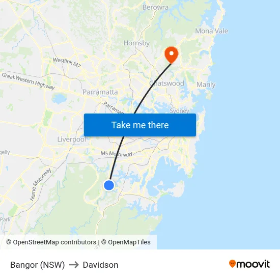 Bangor (NSW) to Davidson map