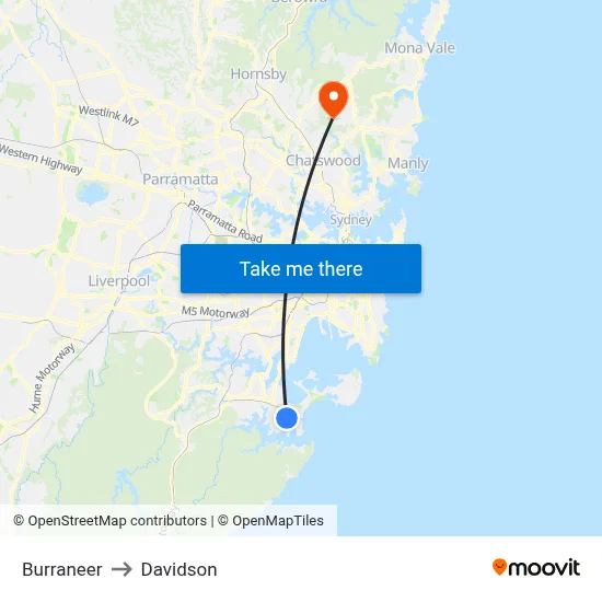 Burraneer to Davidson map