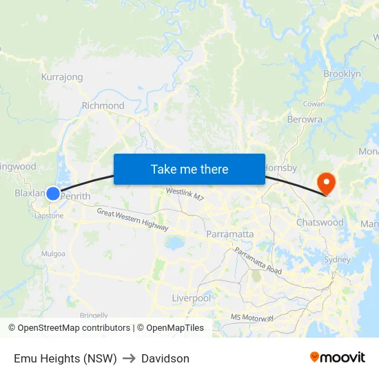 Emu Heights (NSW) to Davidson map