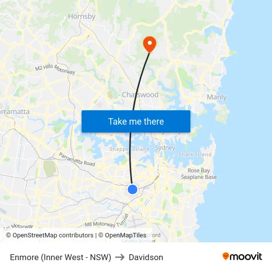 Enmore (Inner West - NSW) to Davidson map