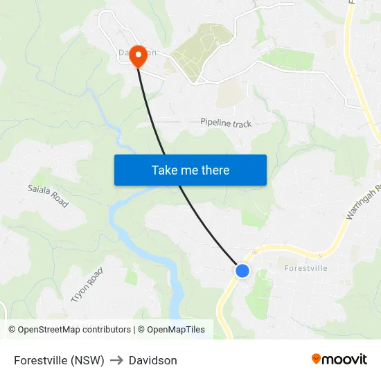 Forestville (NSW) to Davidson map