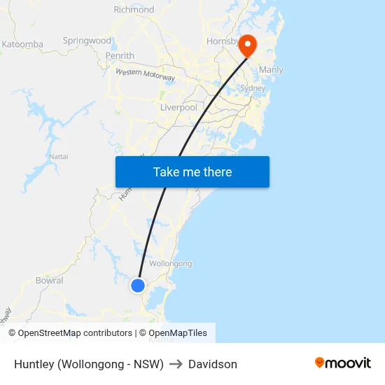 Huntley (Wollongong - NSW) to Davidson map