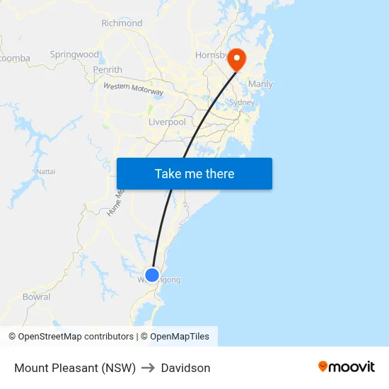 Mount Pleasant (NSW) to Davidson map