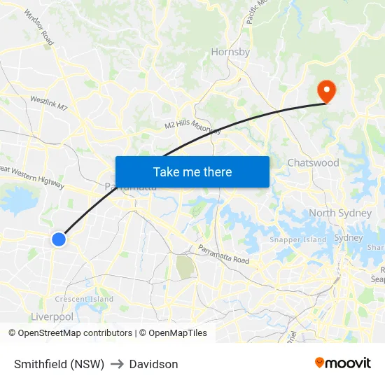 Smithfield (NSW) to Davidson map