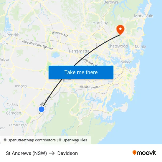 St Andrews (NSW) to Davidson map