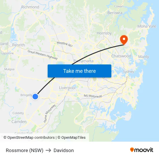 Rossmore (NSW) to Davidson map