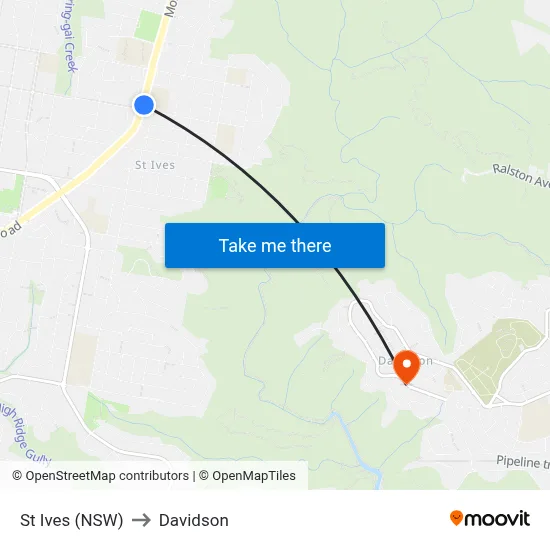 St Ives (NSW) to Davidson map