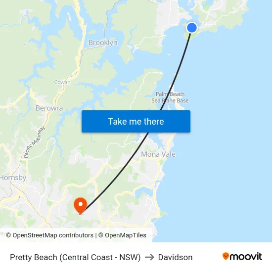 Pretty Beach (Central Coast - NSW) to Davidson map
