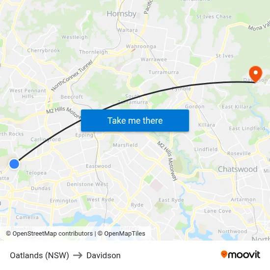 Oatlands (NSW) to Davidson map