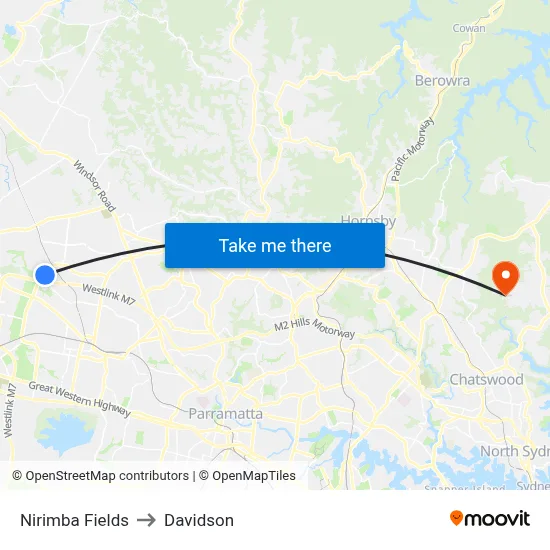 Nirimba Fields to Davidson map