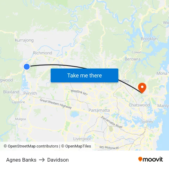 Agnes Banks to Davidson map