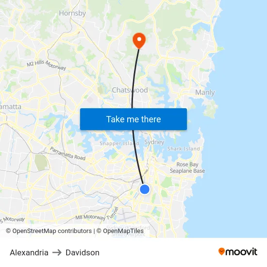 Alexandria to Davidson map