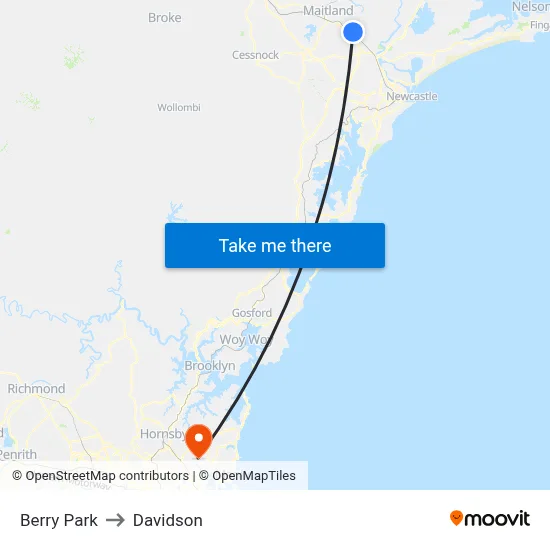 Berry Park to Davidson map