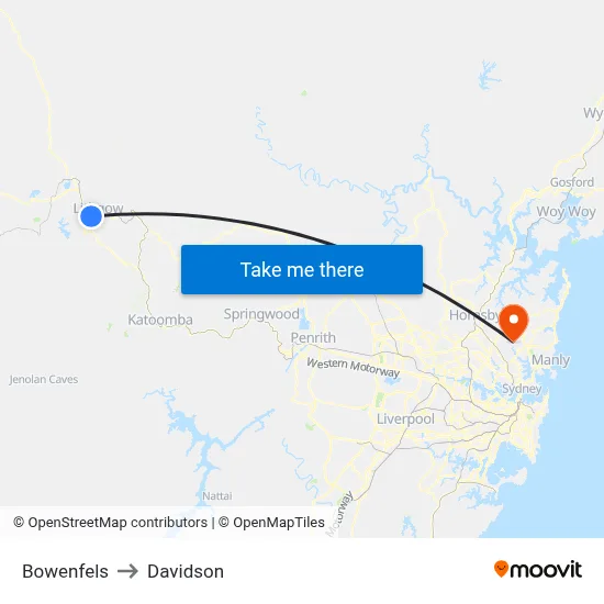 Bowenfels to Davidson map