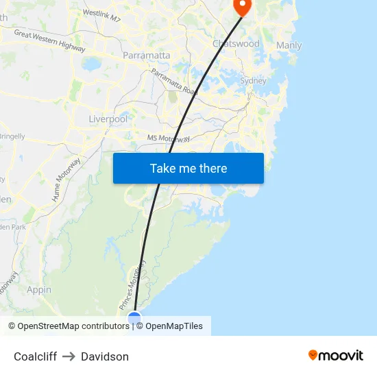 Coalcliff to Davidson map