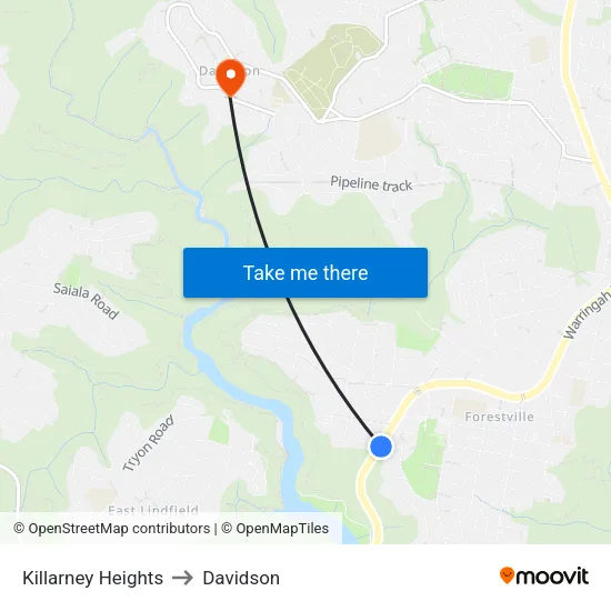 Killarney Heights to Davidson map