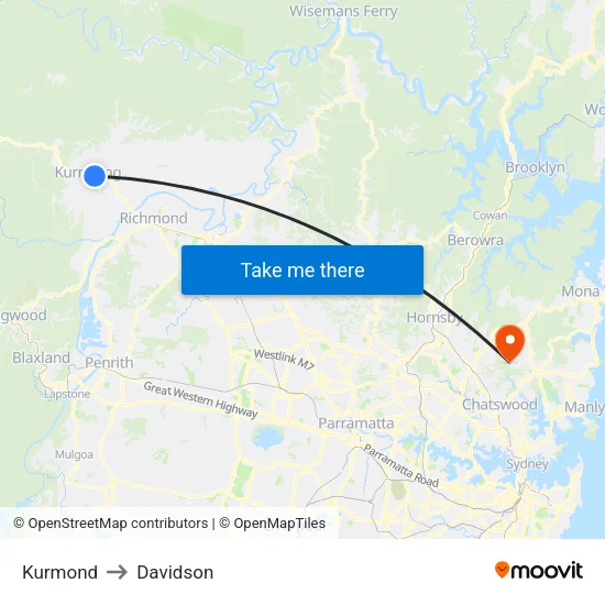 Kurmond to Davidson map