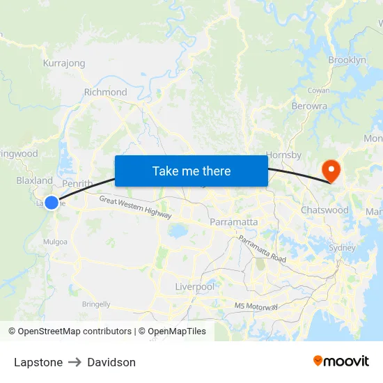Lapstone to Davidson map