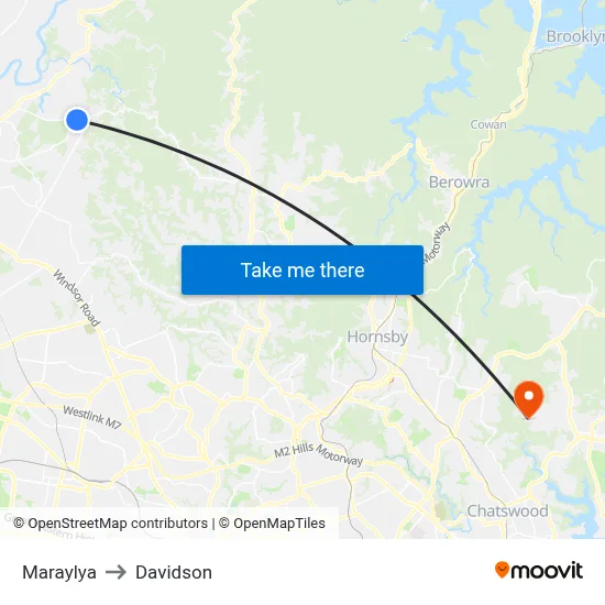Maraylya to Davidson map