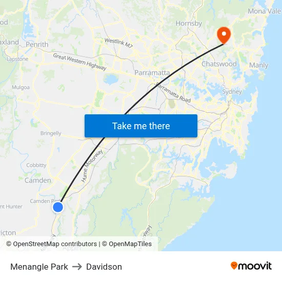 Menangle Park to Davidson map